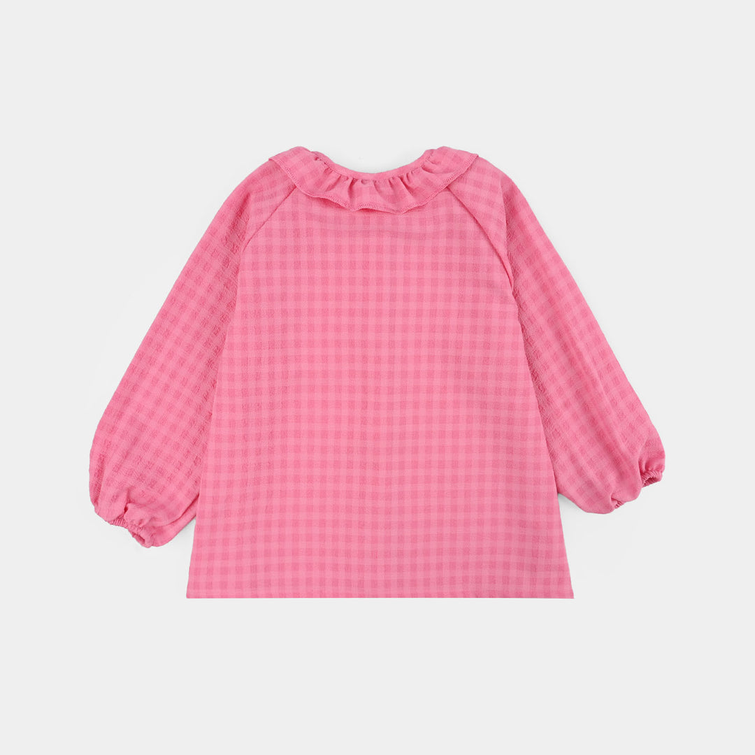 Teens Girls Poly Crinkle Casual Top Morning Glory-PINK