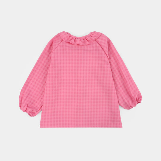 Teens Girls Poly Crinkle Casual Top Morning Glory-PINK