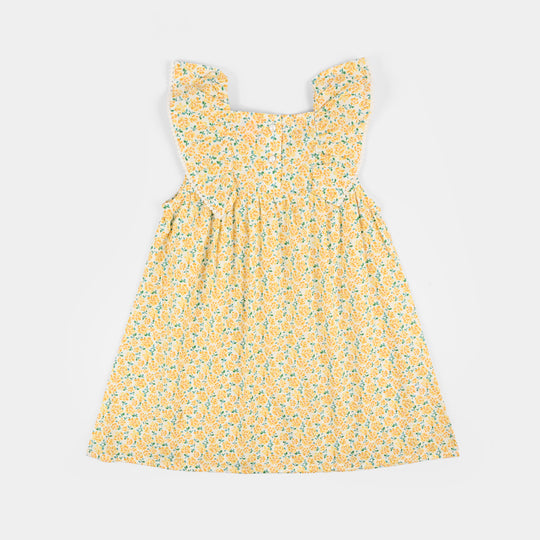 Girls Cotton Casual Frock Lemon Drop-Multi