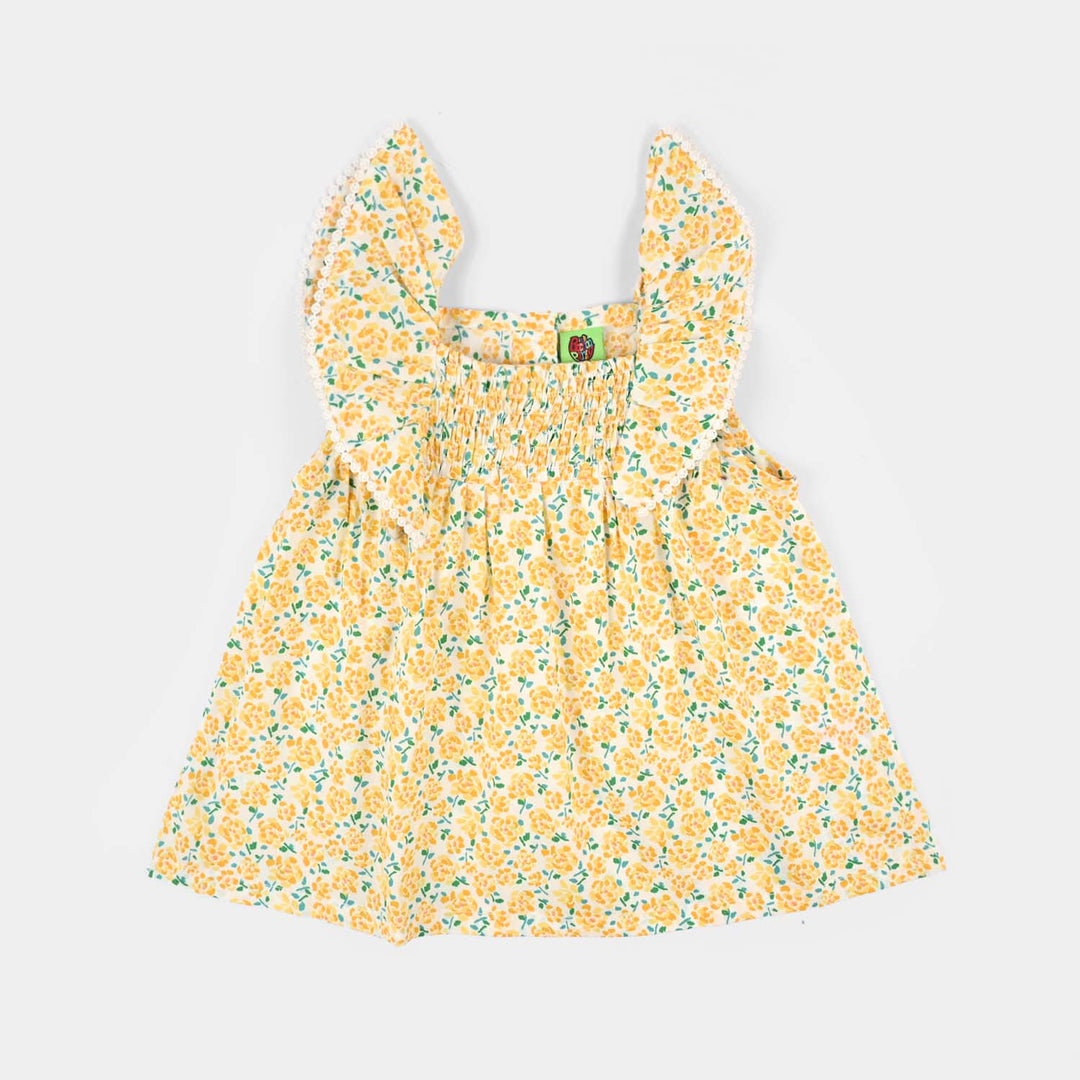 Infant Girls Cotton Casual Frock Lemon Drop-Multi