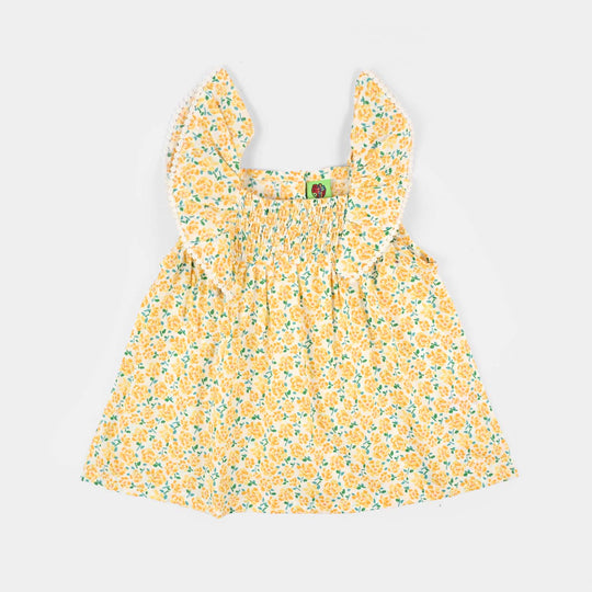 Infant Girls Cotton Casual Frock Lemon Drop-Multi