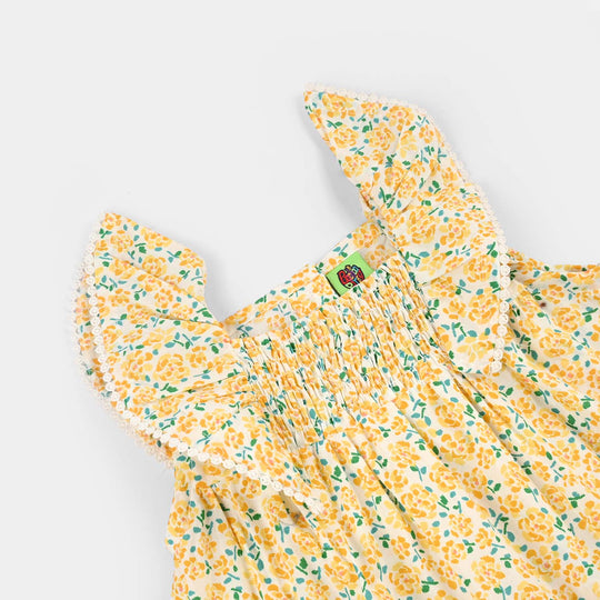 Infant Girls Cotton Casual Frock Lemon Drop-Multi