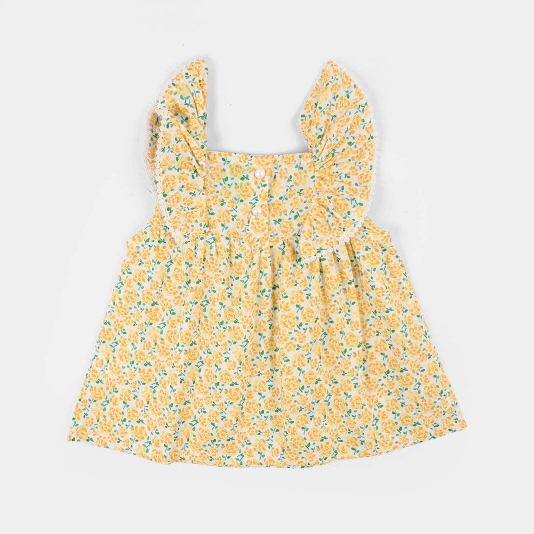 Infant Girls Cotton Casual Frock Lemon Drop-Multi