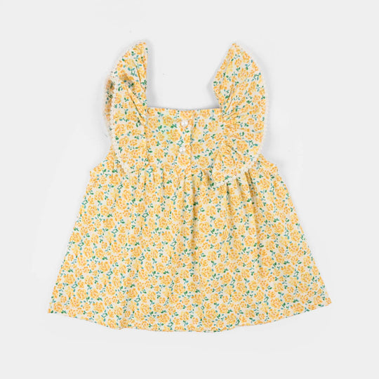 Infant Girls Cotton Casual Frock Lemon Drop-Multi