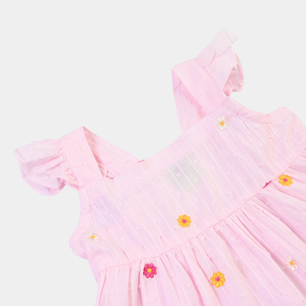 Infant Girls Cotton Brochia Emb Top Tin Tin-Pink