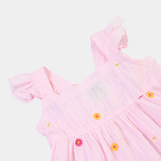 Infant Girls Cotton Brochia Emb Top Tin Tin-Pink