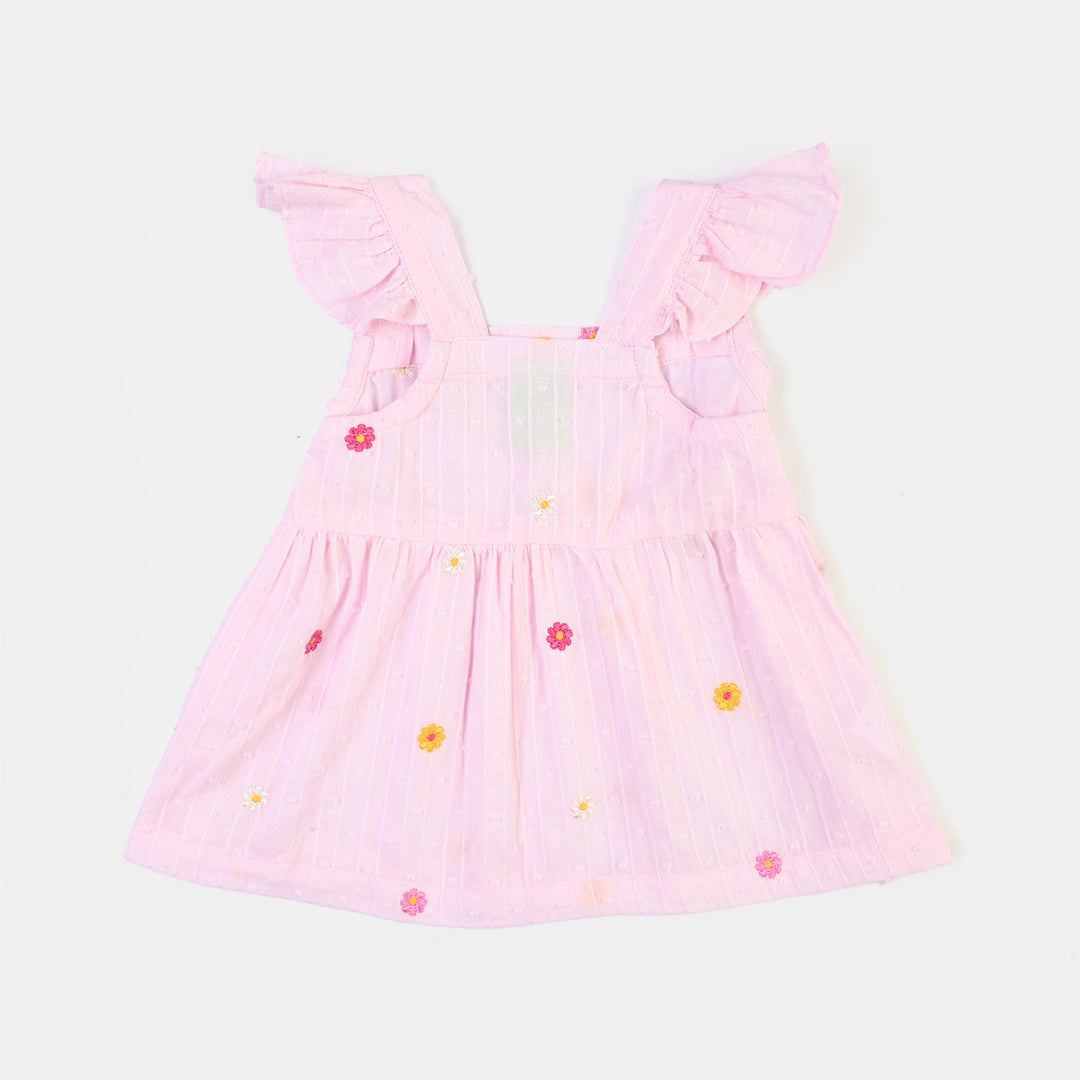 Infant Girls Cotton Brochia Emb Top Tin Tin-Pink