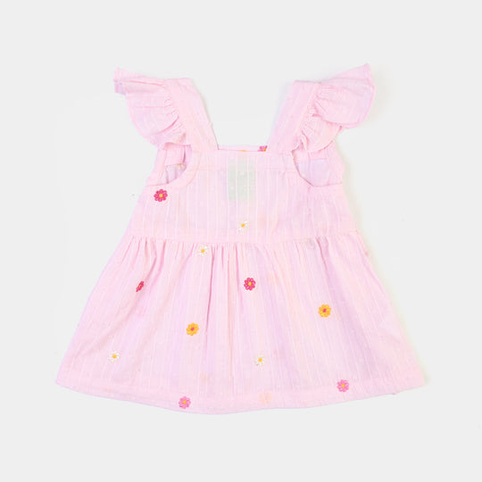 Infant Girls Cotton Brochia Emb Top Tin Tin-Pink