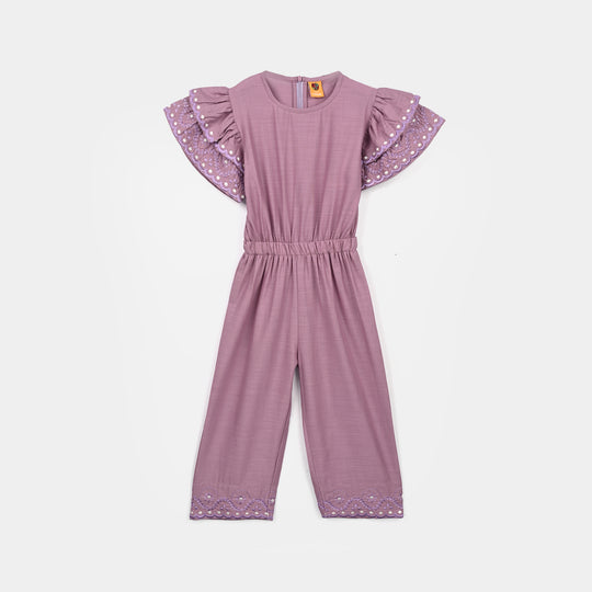 Girls Cotton Jumpsuit Dusty- Purple