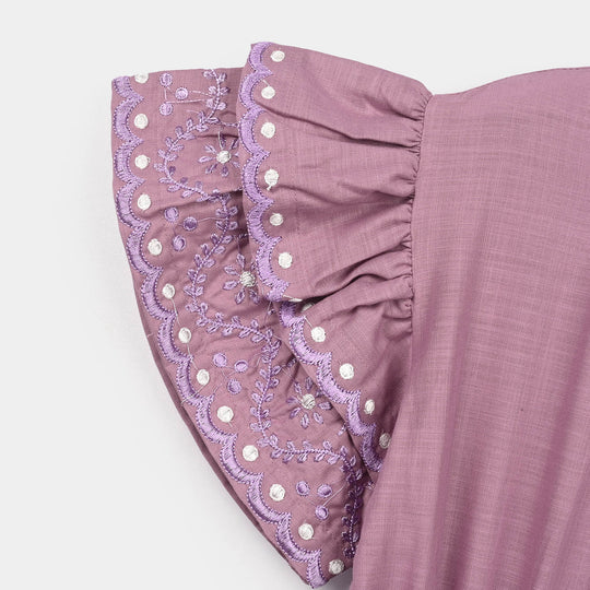 Girls Cotton Jumpsuit Dusty- Purple