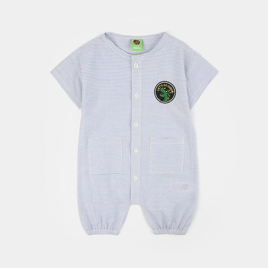 Infant Boys Cotton Woven Romper Lets Go Dino-White/Blue