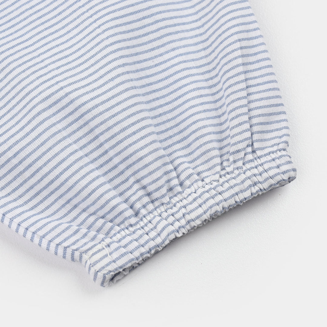 Infant Boys Cotton Woven Romper Lets Go Dino-White/Blue