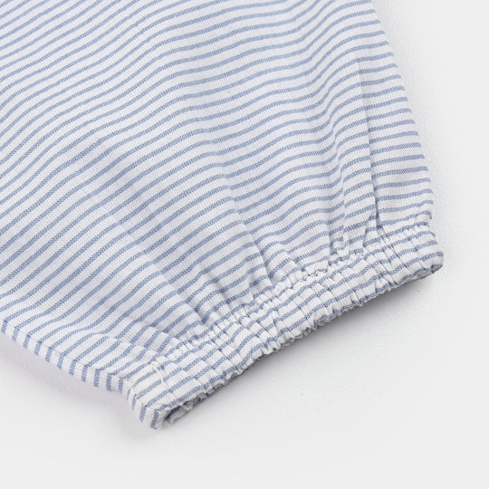 Infant Boys Cotton Woven Romper Lets Go Dino-White/Blue