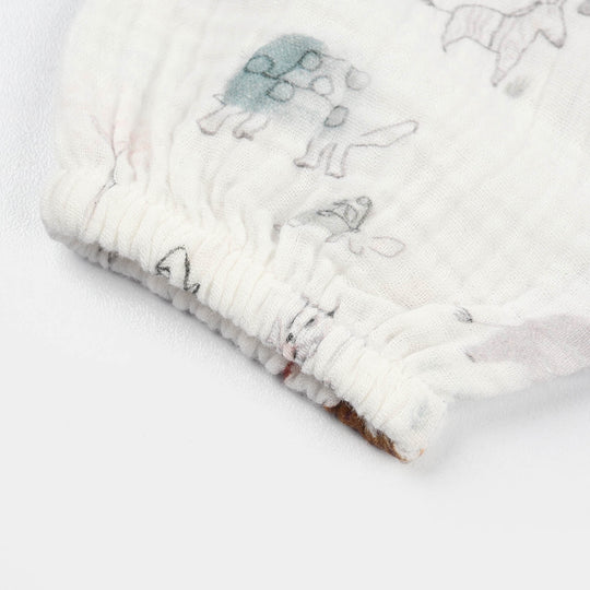 Infant Boys Gauze Woven Romper-Little Cloud-White