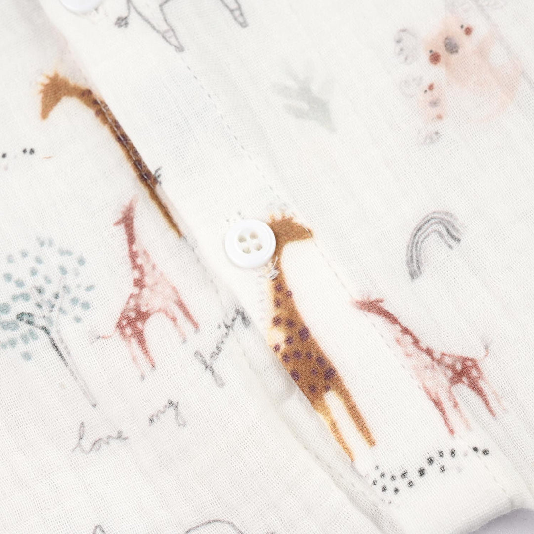 Infant Boys Gauze Woven Romper-Little Cloud-White