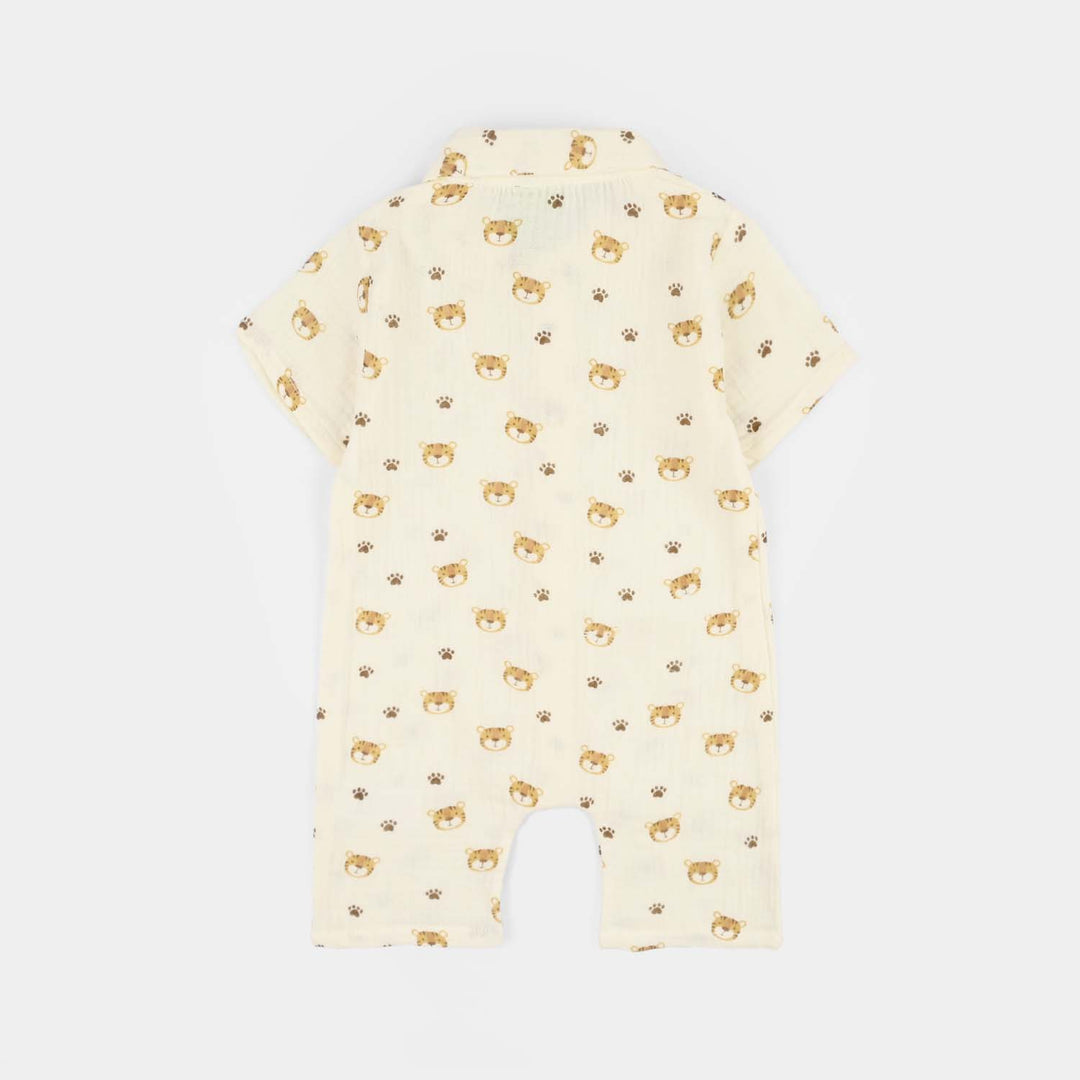 Infant Boys Gauze Woven Romper-Lets Fun-OFF-White
