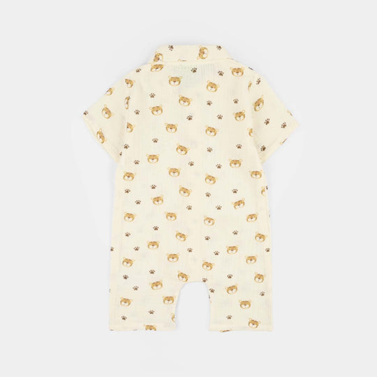 Infant Boys Gauze Woven Romper-Lets Fun-OFF-White