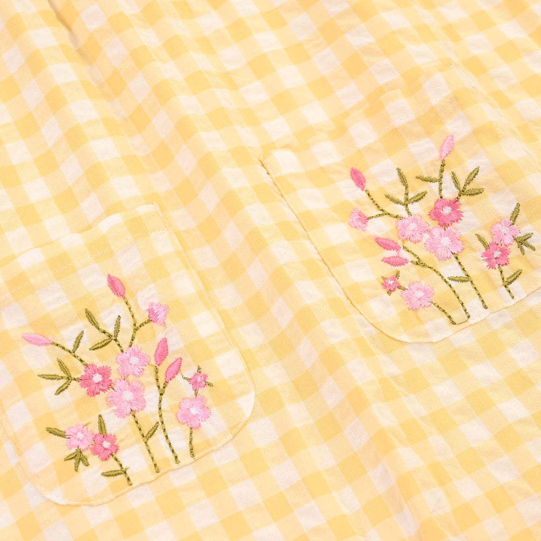 Infant Girls Yarn Dyed Woven Romper Blossom - YELLOW