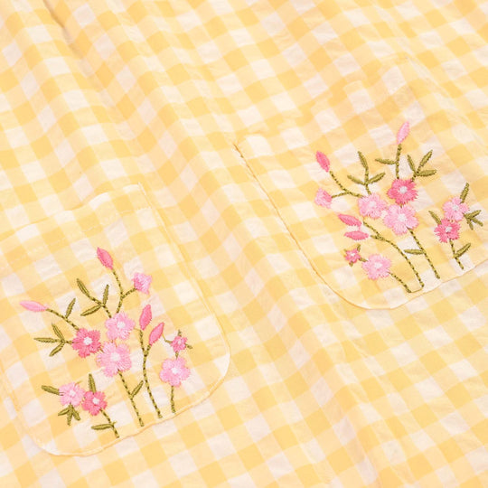 Infant Girls Yarn Dyed Woven Romper Blossom - YELLOW
