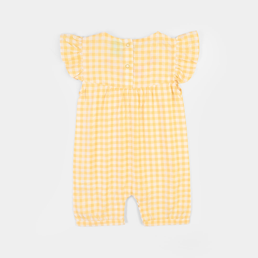 Infant Girls Yarn Dyed Woven Romper Blossom - YELLOW