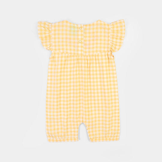 Infant Girls Yarn Dyed Woven Romper Blossom - YELLOW