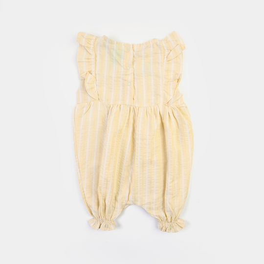Infant Girls Jacquard Woven Romper-Sunflower-Light Yellow