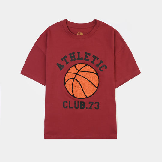 Boys Lycra Jersey T-Shirts H/S ATHLETIC - Red