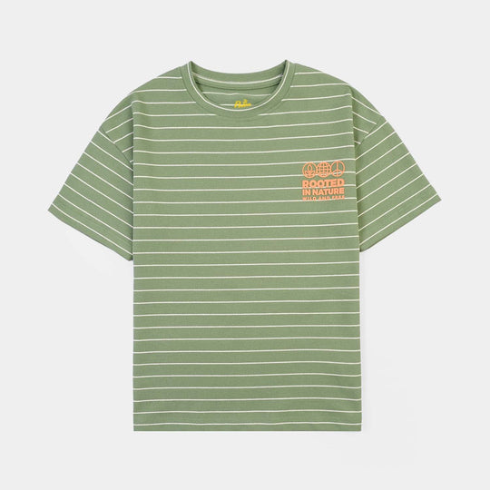 Boys Yarn Dyed T-Shirt H/S ROOTED IN NATURE-GREEN