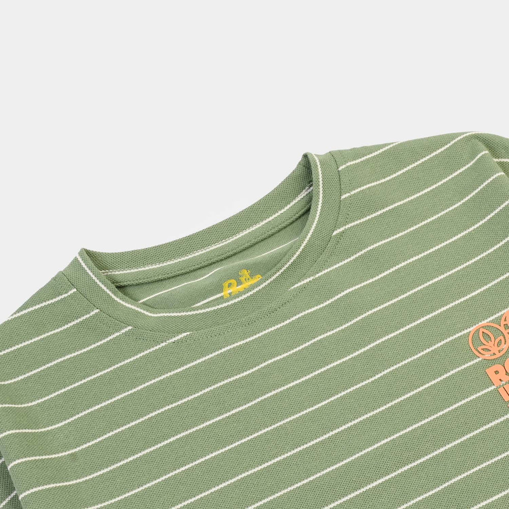Boys Yarn Dyed T-Shirt H/S ROOTED IN NATURE-GREEN