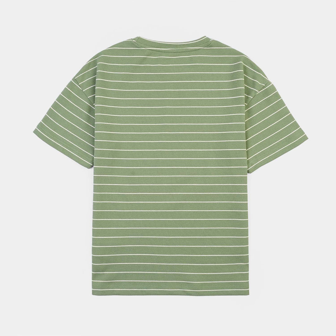 Boys Yarn Dyed T-Shirt H/S ROOTED IN NATURE-GREEN