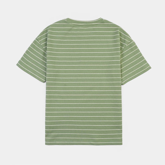 Boys Yarn Dyed T-Shirt H/S ROOTED IN NATURE-GREEN