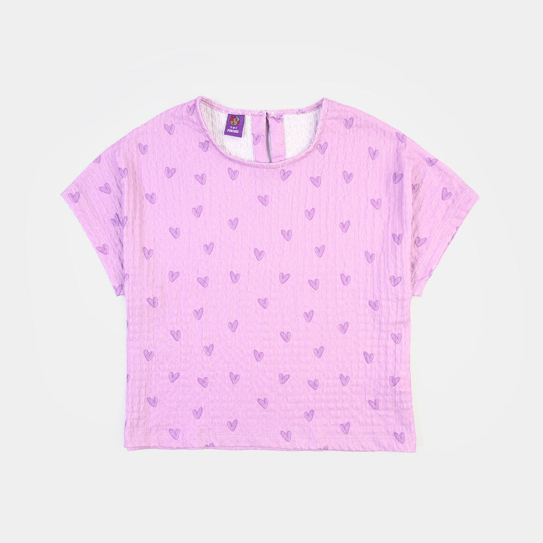 Girls Cotton Jersey T-Shirt H/S HEARTED-Purple