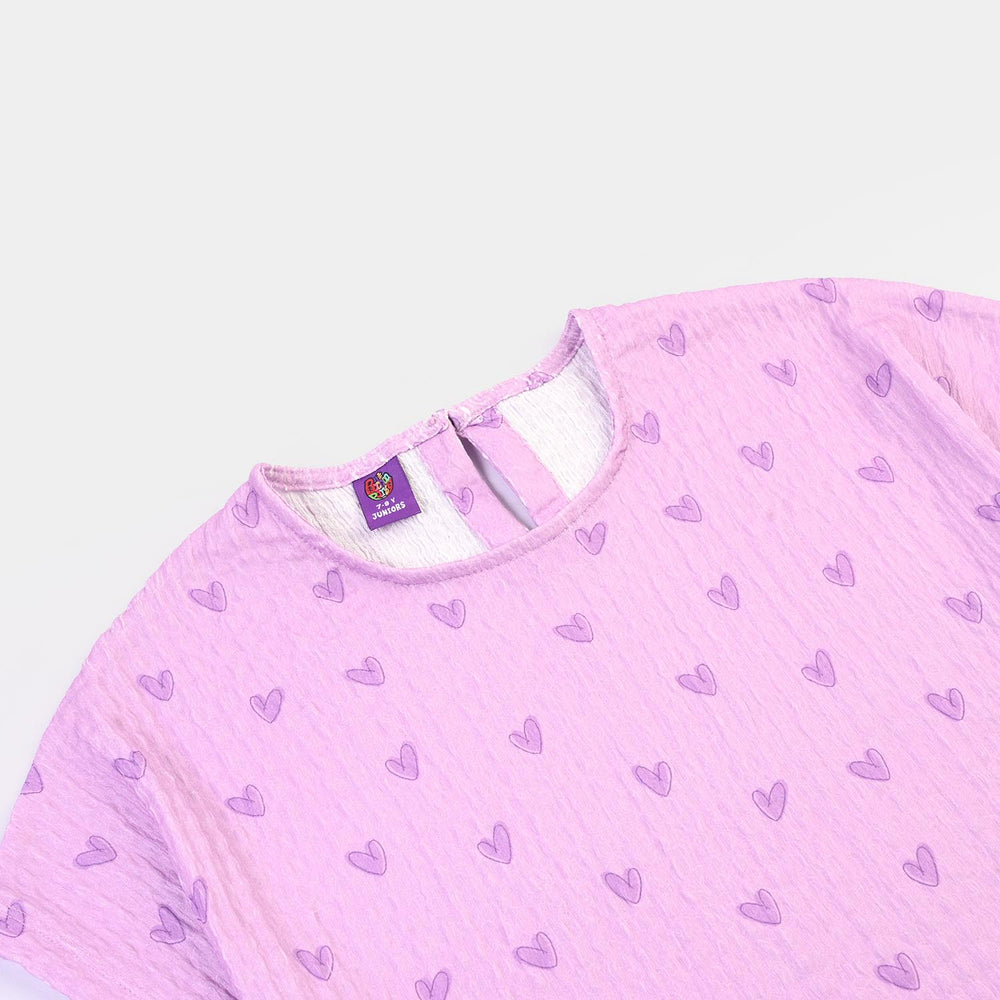 Girls Cotton Jersey T-Shirt H/S HEARTED-Purple