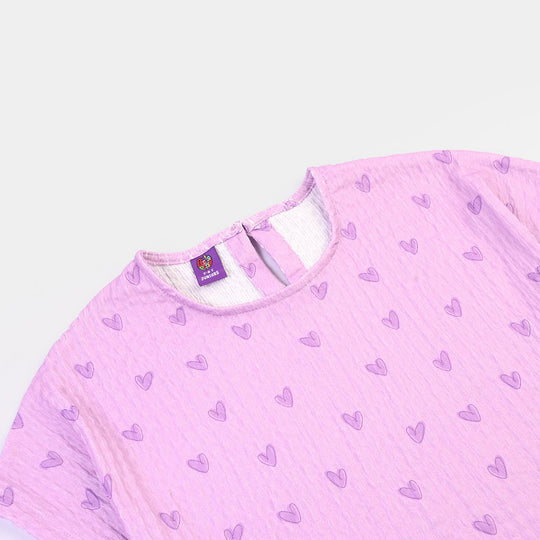 Girls Cotton Jersey T-Shirt H/S HEARTED-Purple