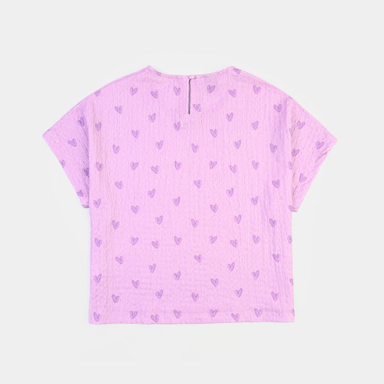 Girls Cotton Jersey T-Shirt H/S HEARTED-Purple