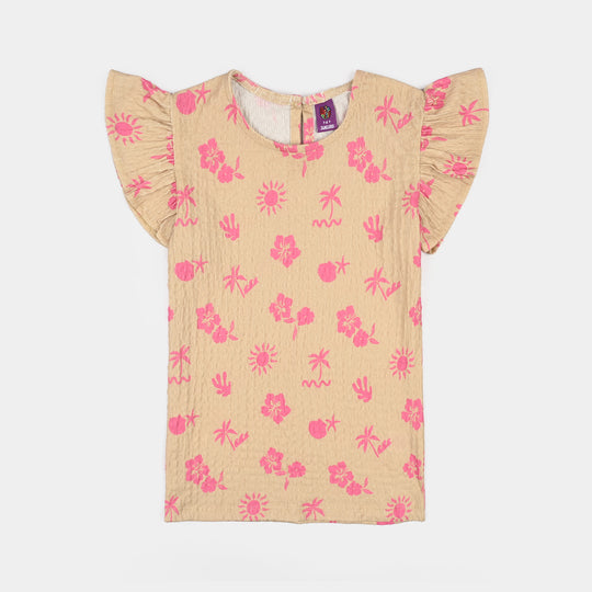 Girls Poly Crinkle T-Shirt HAWAII - Beige