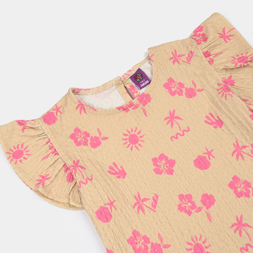 Girls Poly Crinkle T-Shirt HAWAII - Beige