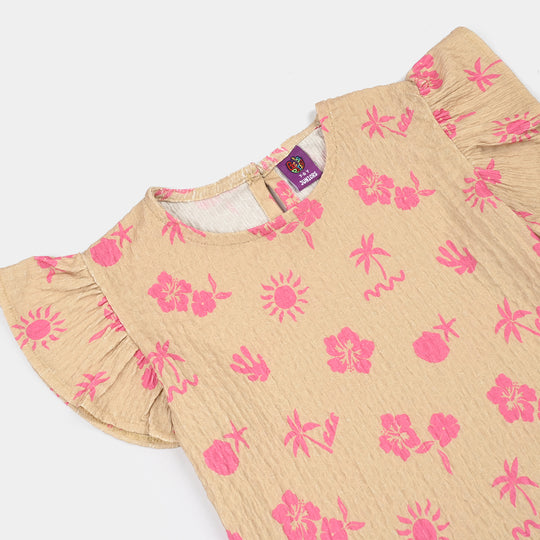 Girls Poly Crinkle T-Shirt HAWAII - Beige