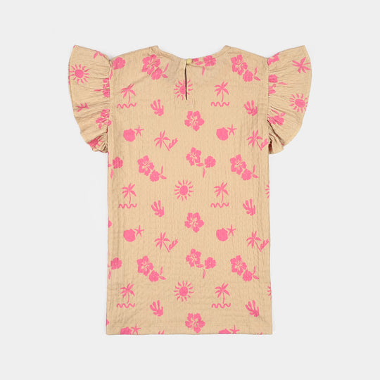 Girls Poly Crinkle T-Shirt HAWAII - Beige