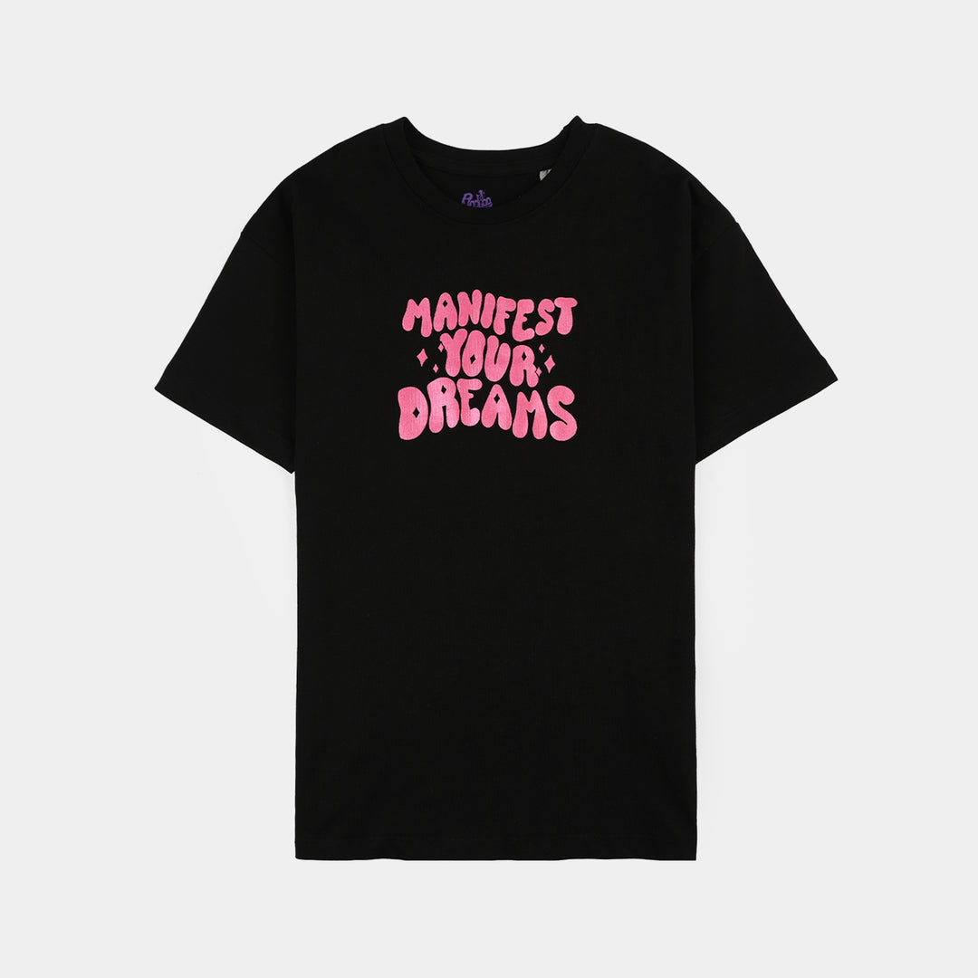 Girls Cotton Jersey T-Shirt H/S MANIFEST-BLACK