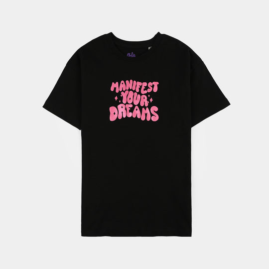 Girls Cotton Jersey T-Shirt H/S MANIFEST-BLACK