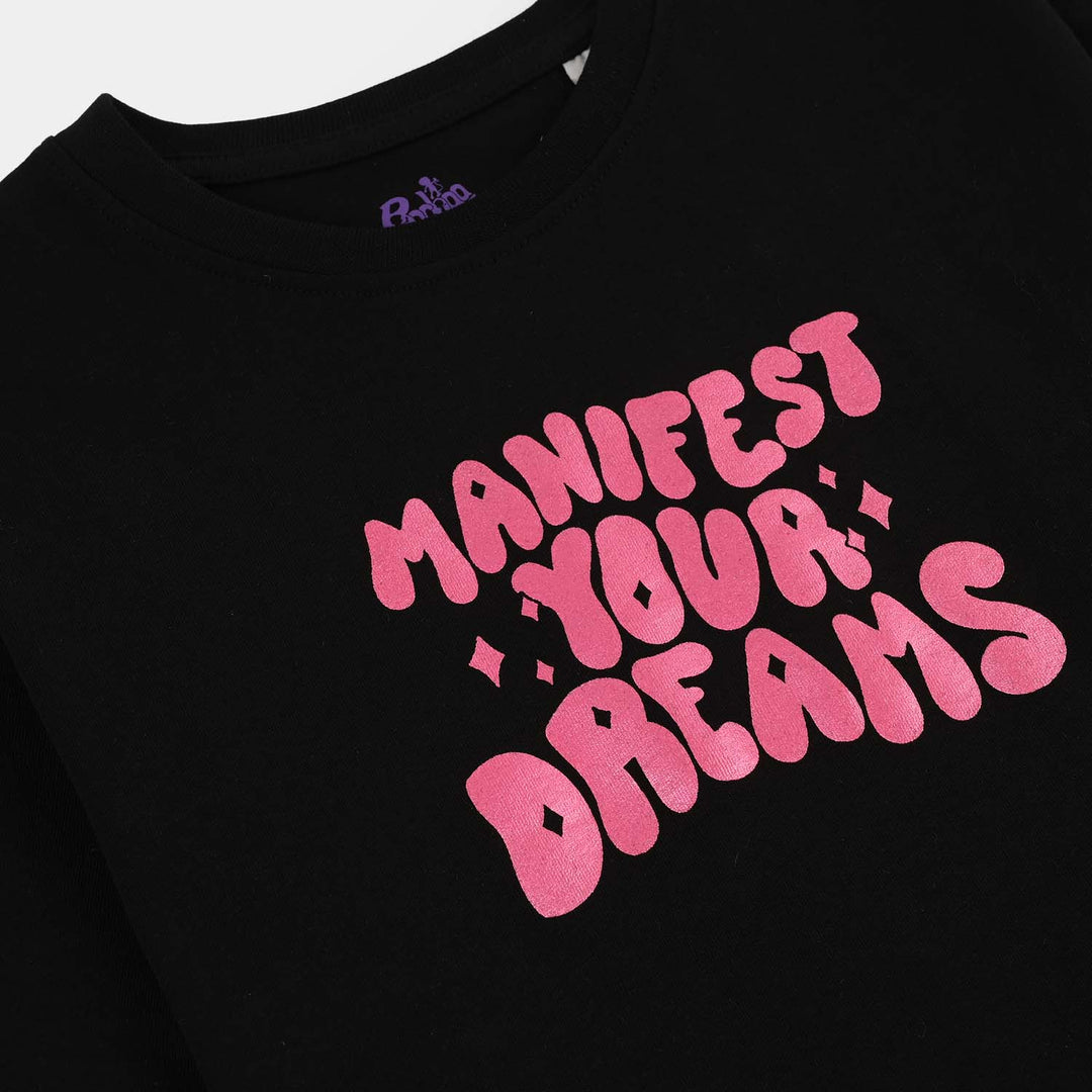 Girls Cotton Jersey T-Shirt H/S MANIFEST-BLACK