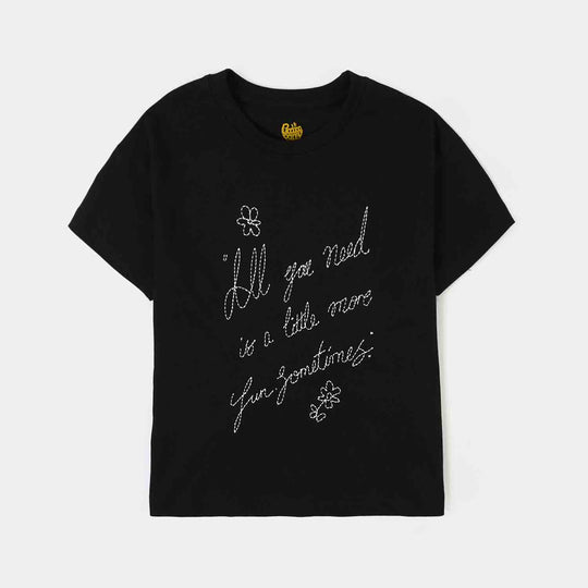 Girls Cotton Jersey T-Shirt ALL YOU NEED-BLACK