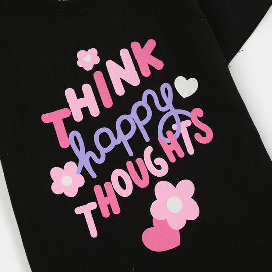 Infant Girls Cotton Jersey T-Shirt Think Happy-BLACK