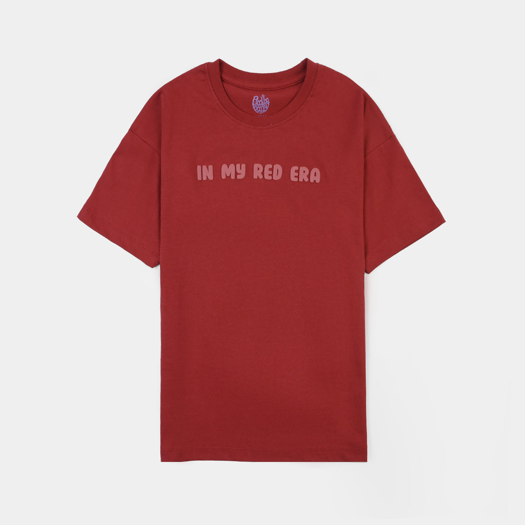 Girls Cotton Jersey T-Shirt H/S Red Era-RED