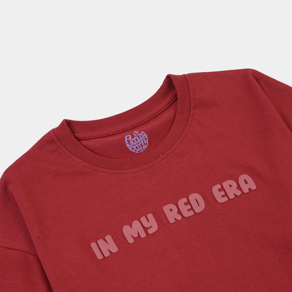 Girls Cotton Jersey T-Shirt H/S Red Era-RED