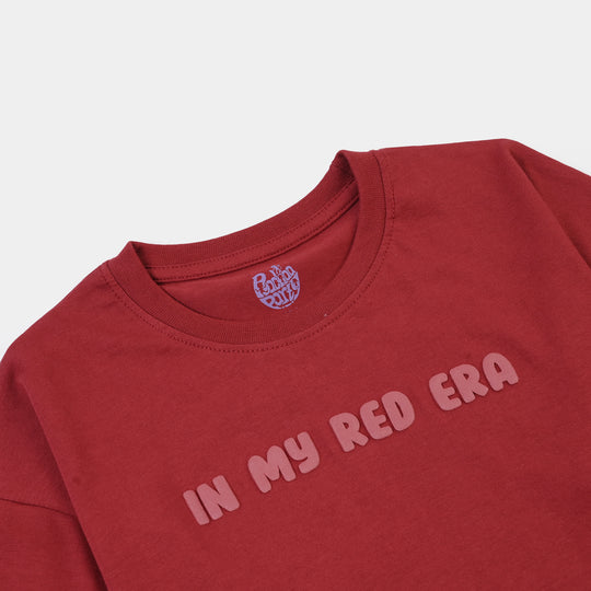 Girls Cotton Jersey T-Shirt H/S Red Era-RED