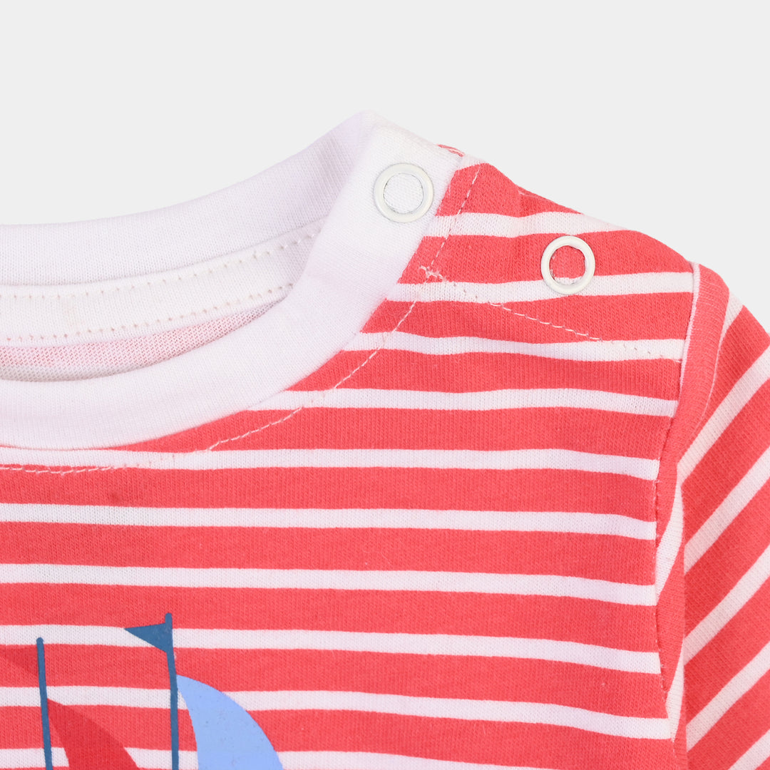 Infant Boys Cotton Jersey 2 Piece Set Lets Free-Red/Blue