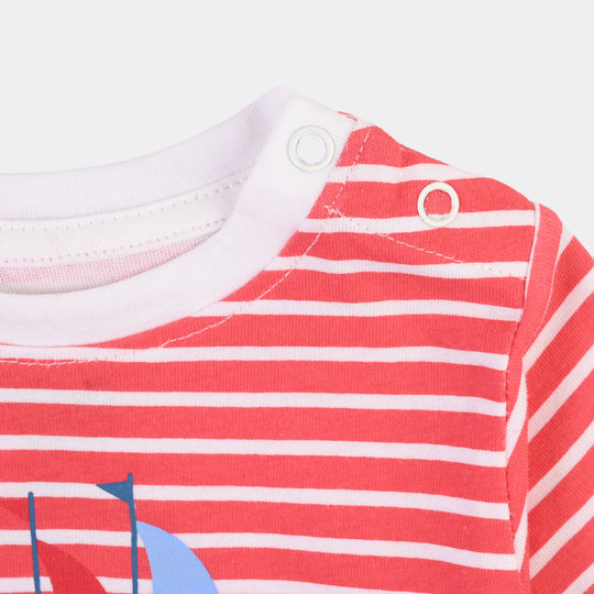 Infant Boys Cotton Jersey 2 Piece Set Lets Free-Red/Blue