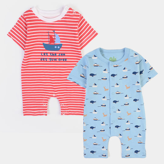 Infant Boys Cotton Jersey 2 Piece Set Lets Free-Red/Blue
